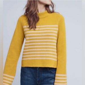 Anthropologie Moth Striped Sweater with Bell Sleeves, Size Small